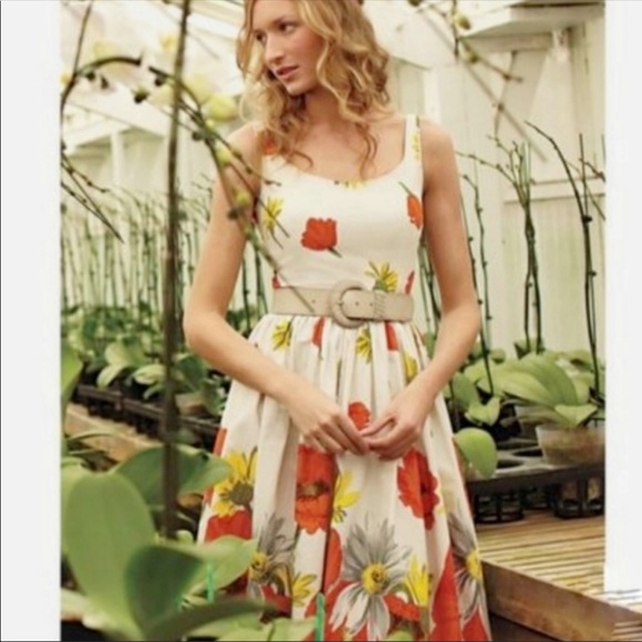 Moulinette Soeurs Floral Dress - White and Orange - Picture 4 of 8